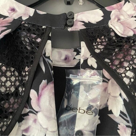 Mini Dress Bebe Floral Lace Cold Shoulder Romantic Grunge - Picture 6 of 16